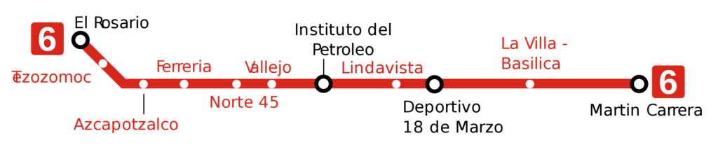 Mapa Metro de la Ciudad de México Linea 6 el rosario martin carrera