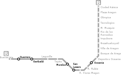 Linea B Metro ciudad mexico Mapa