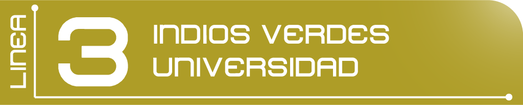 Señaletica de la linea 3, con su característico color verde y las terminales: Indios verdes y universidad 